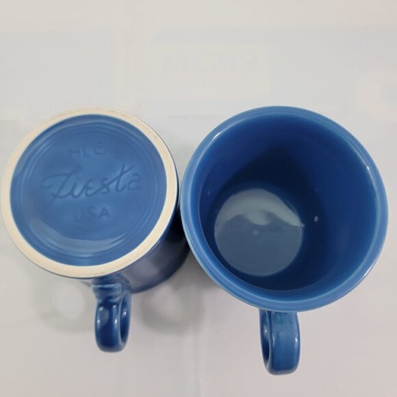 Homer Laughlin Fiesta USA Pottery Blue Ring Handle Coffee Tea Mugs – Set of 2 - Picture 14 of 16
